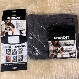 NWT SHOLDIT Convertible Infinity Scarf Built-In Pocket Womens Charcoal Utility
